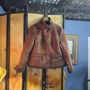 Sherpa lined faux suede western bomber jacket